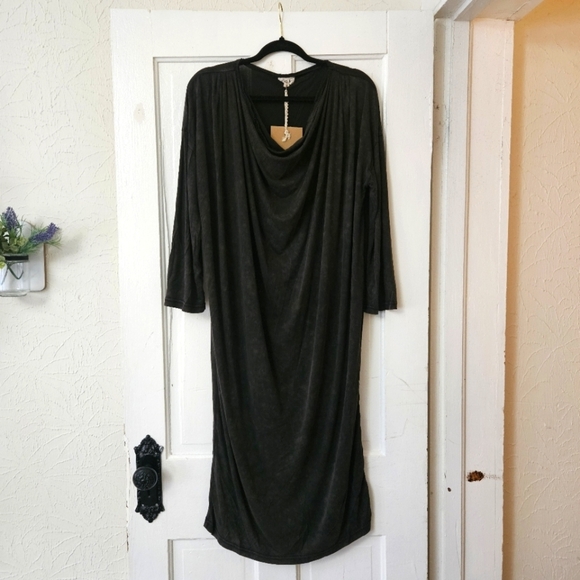 POL Women's Oversized Long Sleeve Black Mineral Wash Dress Size Small Boho - Picture 1 of 8